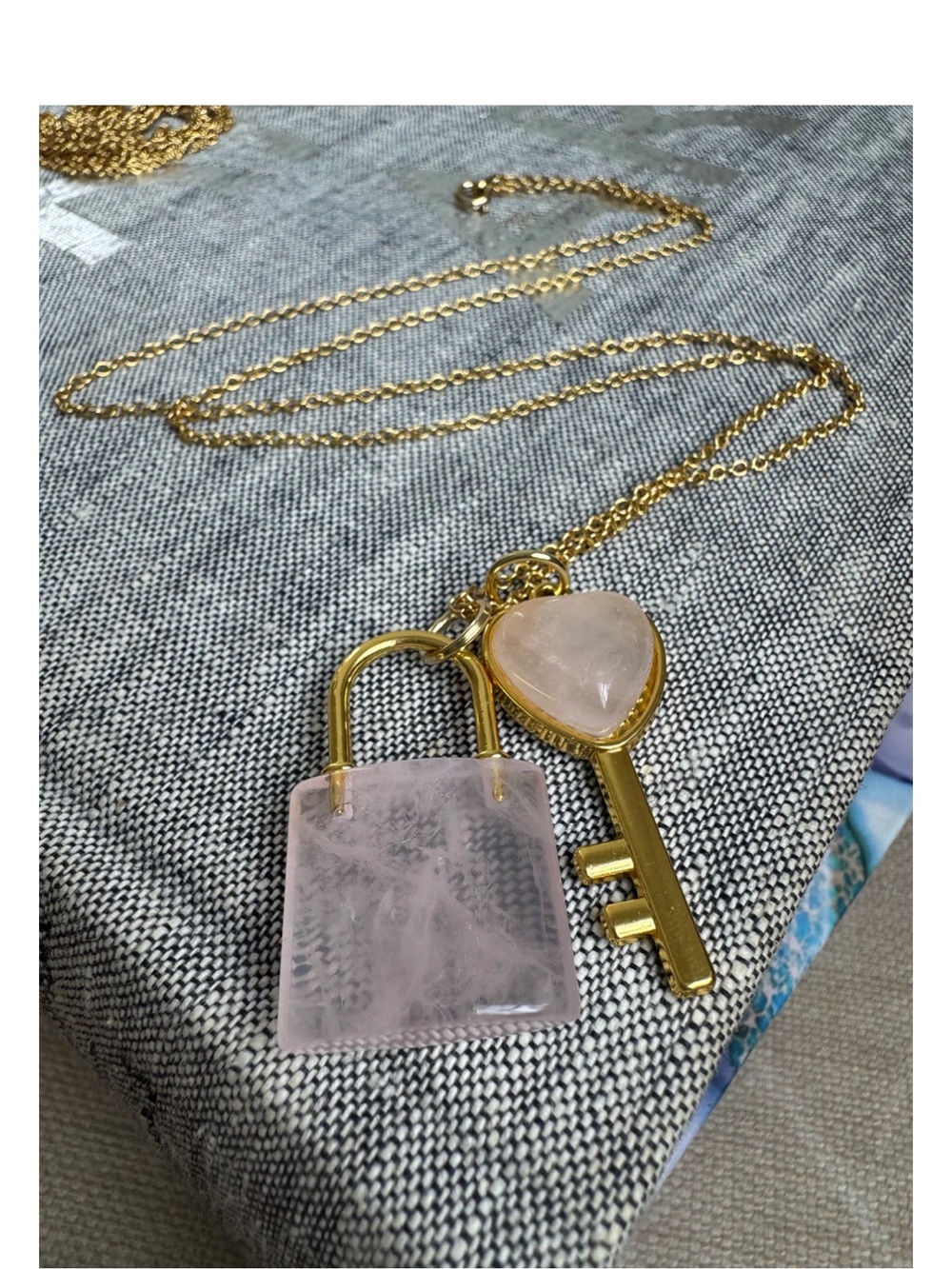 Erin McDermott Locket Necklace in Rose Quartz $30